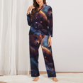 thumbnail image 2 of Hirioo Lazy Stone Bear for Women's Pajama Sets 2 Piece Pjs Women's Long-Sleeved Pajama Set Button Down Sleepwear,S-XXL-Medium, 2 of 7