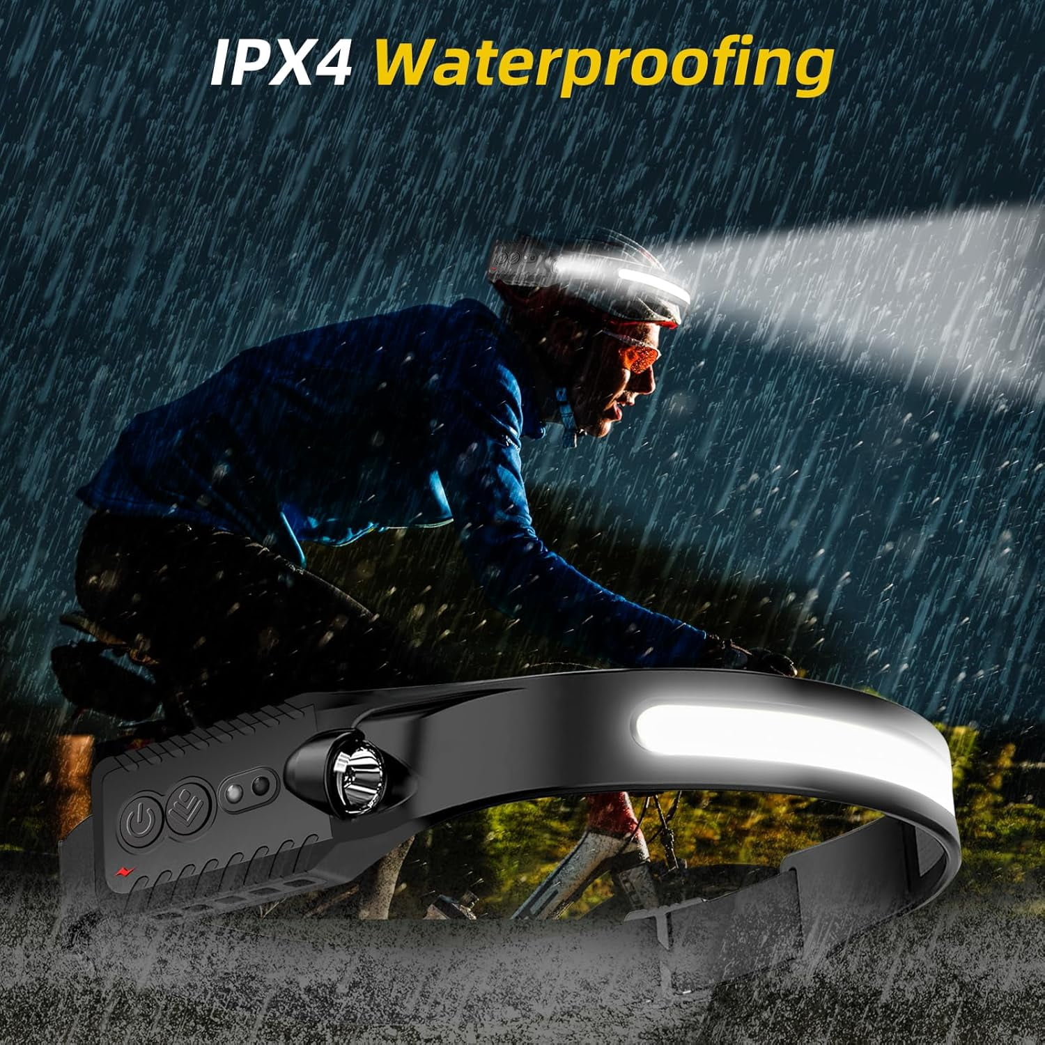 Rechargeable LED Headlamp 2 Packs,COB230° Wide Beam Headlamps, 5 Modes of Lightweight Headlamps with Motion Sensors, Type-C USB Charging Headlamps,Suitable for Night Running,Fishing, Cycling, Camping
