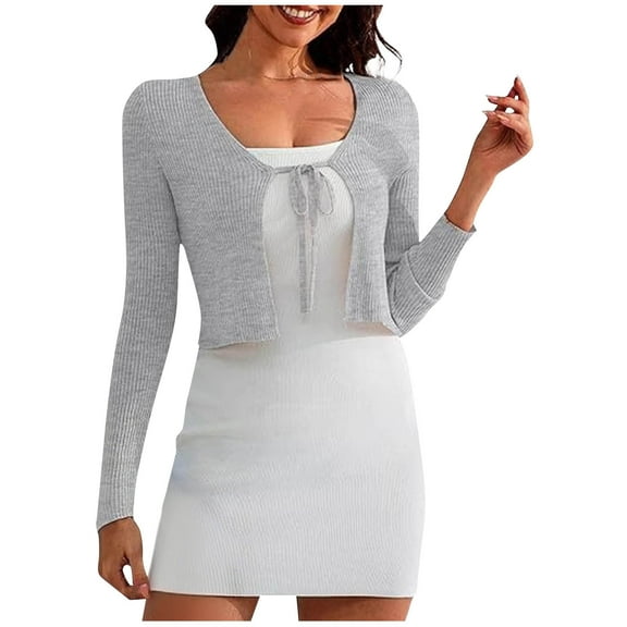 Trushirt Womens Tops Casual Long Sleeve Crew Neck Fall Winter Print Gray Going Out Tops for Women Size XL