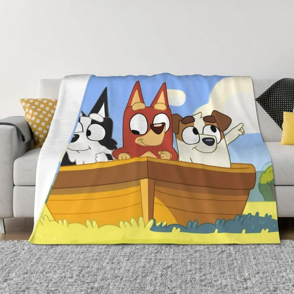 Rozeui Bluey for Flannel Blanket, Soft Fuzzy Plush King Blanket for Winter, Thick and Warm All-Season Bed Throw-40"x30"