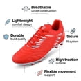 thumbnail image 2 of Vizari Valencia FG Soccer Cleats for Men and Women | Wide Fit Football Shoes with TPU Studs - RED/WHITE, 10, 2 of 7
