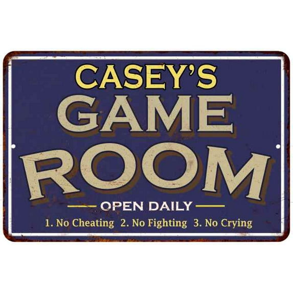 CASEY'S Blue Game Room Sign Metal 12 x 18 Matte Finish Metal 112180002068