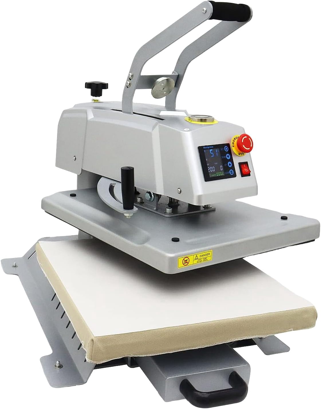 PreAsion Magnetic Semi-Auto Heat Press Machine with LCD Screen T-Shirt Printing 16x20in Pressure Setting 110V
