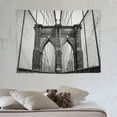 thumbnail image 4 of GOSMITH  Landscape Tapestry, USA New York Brooklyn Bridge Cityscape Scenery Photo Print, Wide Wall Hanging for Bedroom Living Room Dorm, 40x30, Charcoal Grey White, 4 of 7