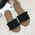 thumbnail image 2 of Nrmvnmi Women's Slippers Summer Floral Open Toe Lace Flip-Flops Casual Flat Over Slippers Black Mothers Day Gifts, 2 of 7