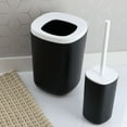thumbnail image 5 of Modern 6-Piece Bathroom Accessory Set - Elegant Matte Black Finish with White Accents, Includes Trash Bin, Soap Dispenser, Toothbrush Holder, Tumbler Cup, Toilet Brush, Soap Dish, 5 of 7