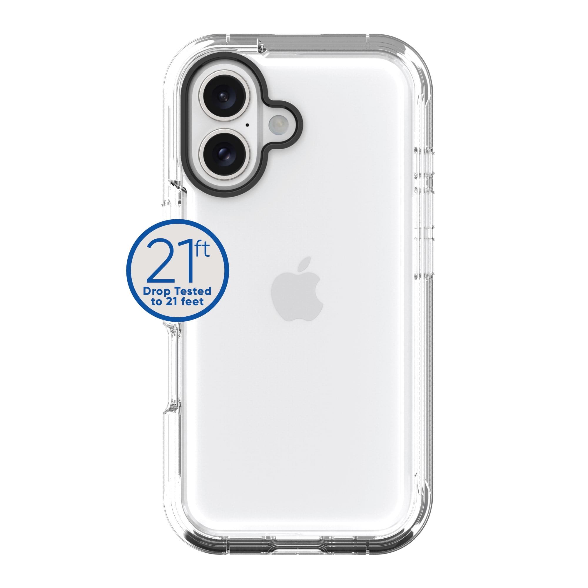 onn. Rugged Phone Case with Holster for iPhone 16 - Clear