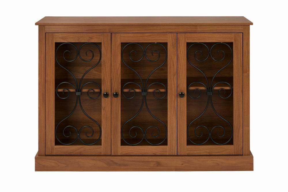 Morden Fort Sideboard Buffet Cabinet with Storage, 47" Wood Coffee Bar with 3 metal-decor. Doors, Mid Century Modern for Living Room, Kitchen and Entryway