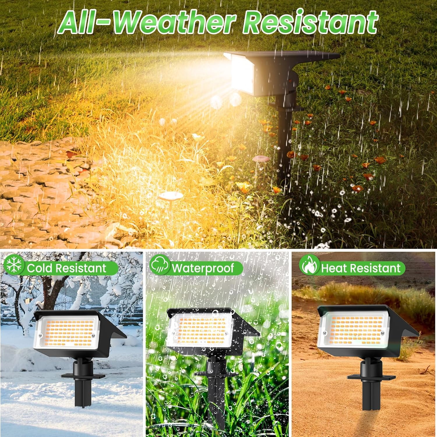 FTX 4-Pack Solar Landscape Lights, Outdoor Spotlights