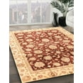 thumbnail image 3 of Ahgly Company Machine Washable Indoor Round Abstract Brown Gold Area Rugs, 6' Round, 3 of 7