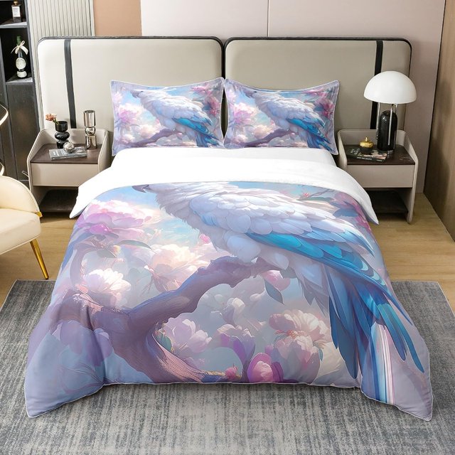 Algodón Queen Funda Nórdica Dreamy Pink White Cherry Blossom Juego de cama para niños