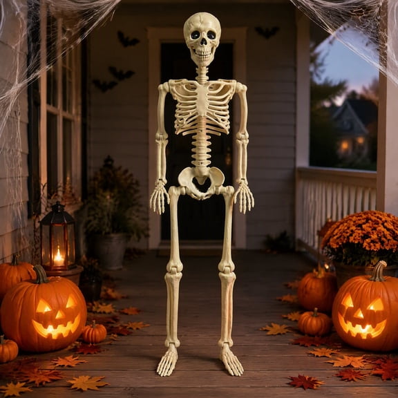 3.3 ft Halloween skeleton decoration, with movable joints, flexible skeleton for poses, scary skeleton suitable for indoor and outdoor Halloween decorations, haunted houses, courtyards, cemeteries