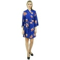thumbnail image 1 of Bimba Women's Floral Printed Georgette Bridesmaid Robe Blue Coverup Wrap-14, 1 of 1
