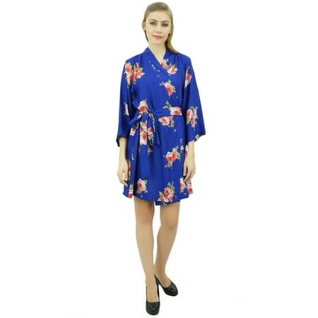 

Bimba Women s Floral Printed Georgette Bridesmaid Robe Blue Coverup Wrap-14