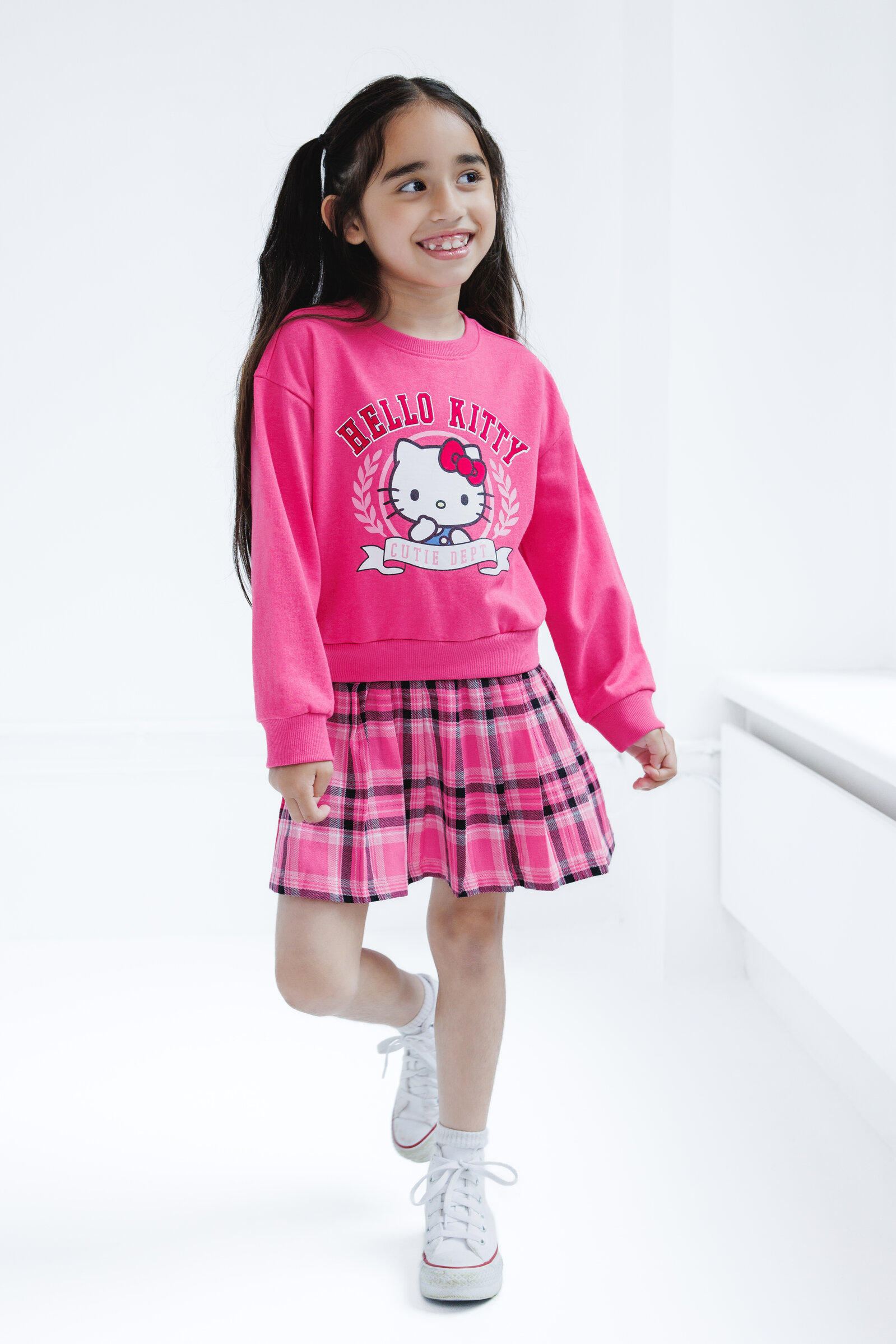 Hello Kitty Fleece Flannel Oversized Dress Plaid Toddler to Big Kid