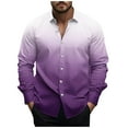 thumbnail image 3 of lcziwo Sales of The Week Men's Fashion Gradient Printed Shirts Long Sleeve Button Down Shirt Casual Loose Fit Lapel Hawaiian Party Shirt Vacation Tops, 3 of 6