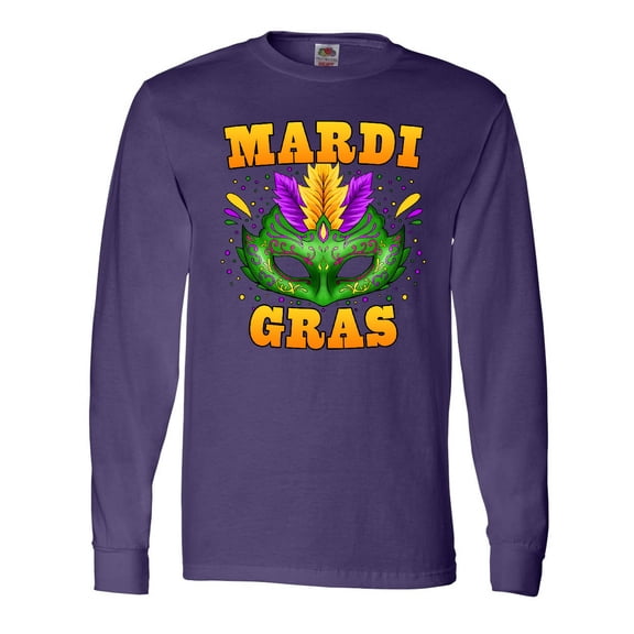 Inktastic Mardi Gras with Green Masquerade Mask Long Sleeve T-Shirt