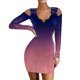 thumbnail image 1 of Minivestidos de mujer Gradiente sólido Escote en V Costura fuera del hombro Bodydoll Vestido de encaje de malla Vestido con cinturón Fridja  NMB3976, 1 of 5