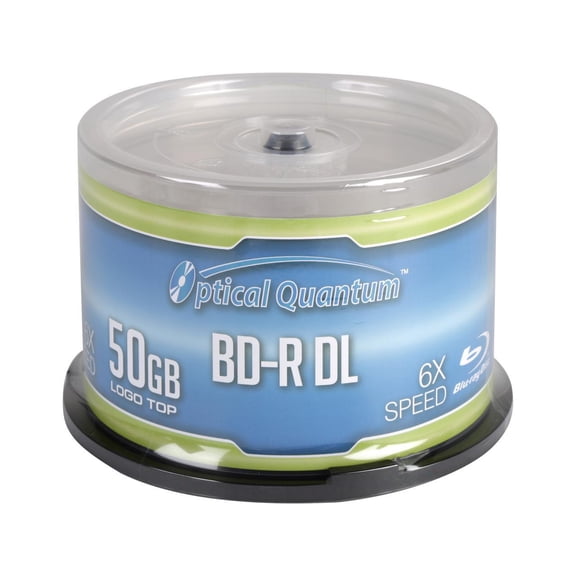 Optical Quantum 50 GB 6X BD-R DL 50 Packs Blu-ray Double Layer Logo Top Disc Model OQBDRDL06LT-50