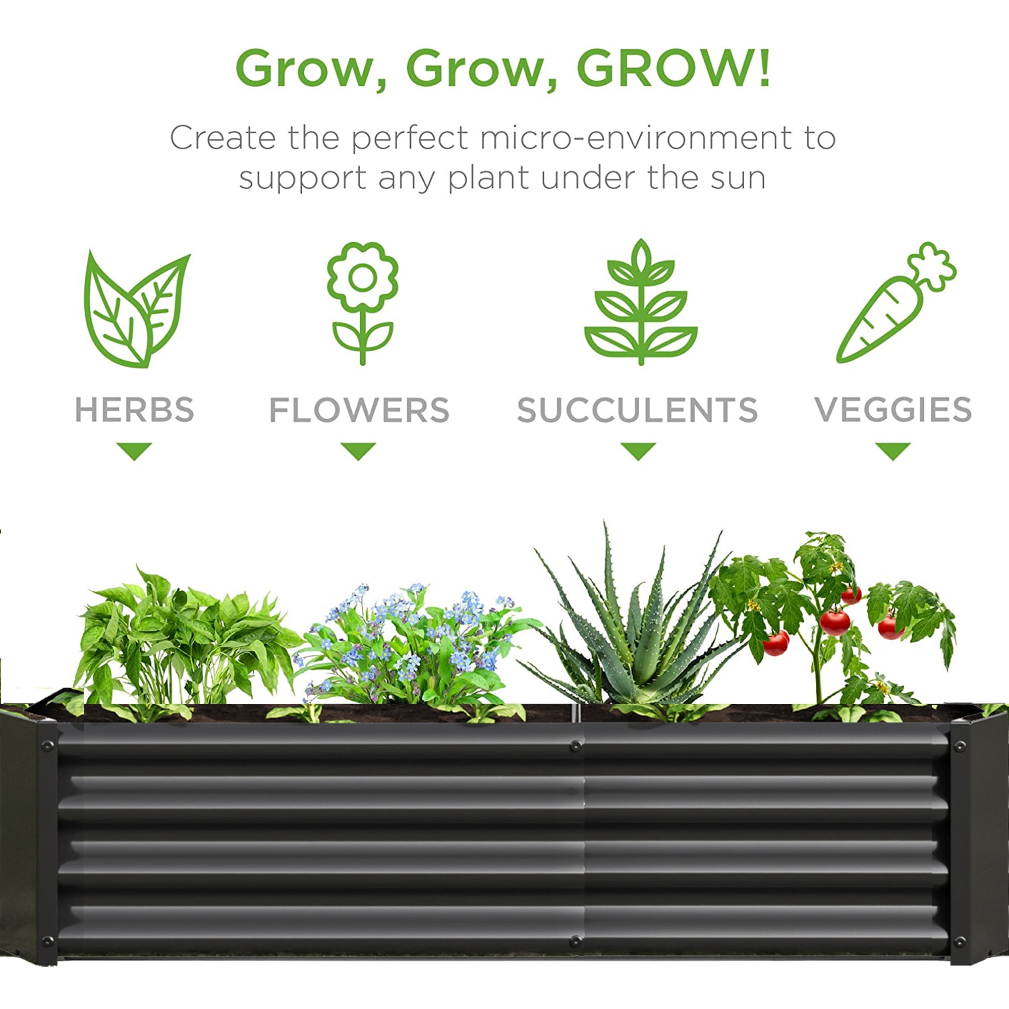 Segmart Raised Garden Bed, 4×2×1ft Rectangle Planting Vegetables Herb for Indoor & Outdoor Use, Vegetables Raised Garden Bed Set for Flower Vegetable Grow, SS2235