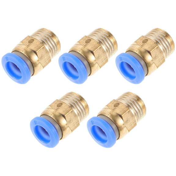 5 Pcs Pneumatic Quick Push-in Fittings Threaded Straight Air Compressor Tool Crimp Cinch Hose Plastic Abs Copper