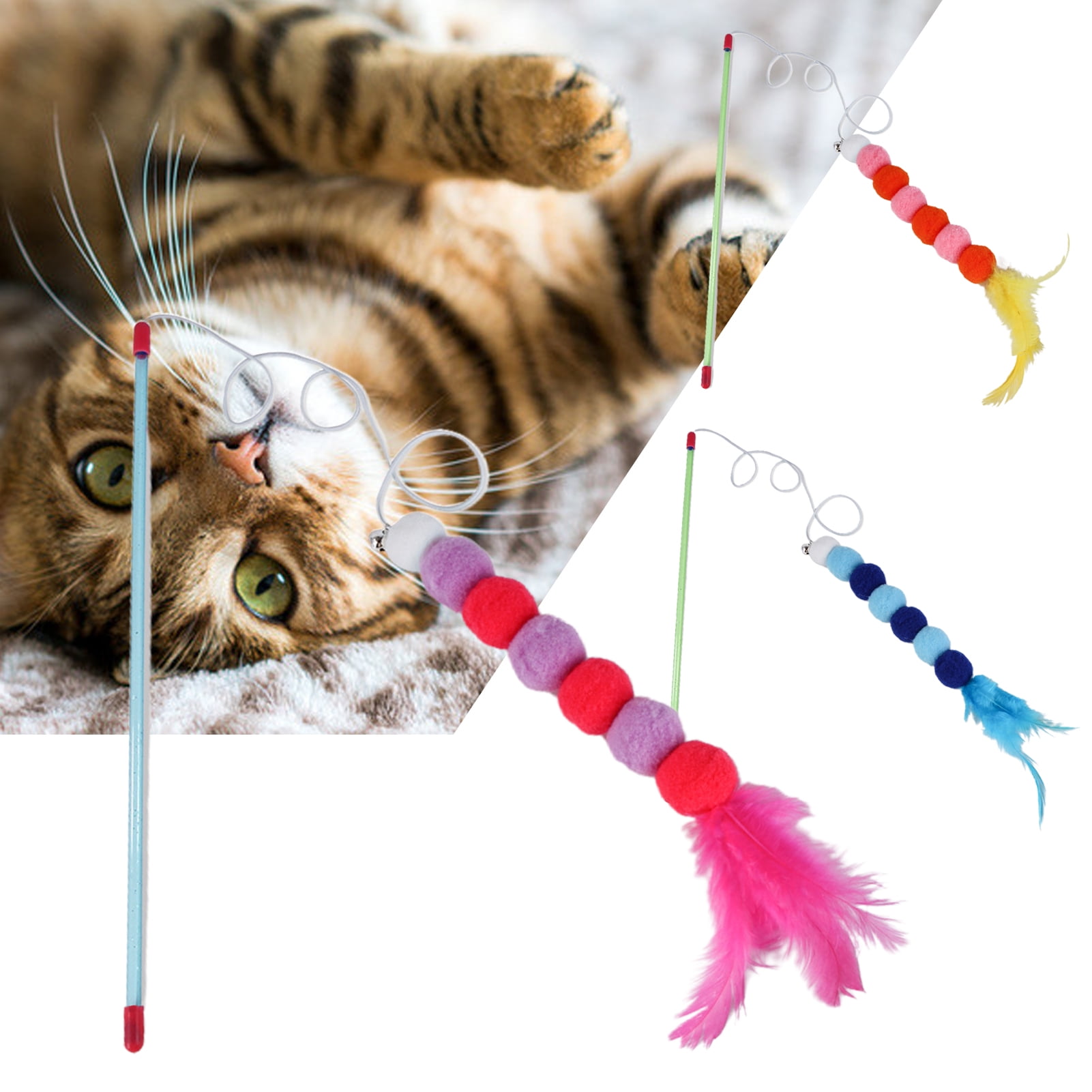 Cat Dangler Cat Teaser Dancer with Bell Interactive Wand Toys with Bell