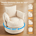 thumbnail image 2 of Pinmoco Sillón Giratorio Individual 360 Grados Sillón Redondo Tapizado Sherpa con Cojines para Sala Dormitorio Rincón de Lectura, 2 of 6
