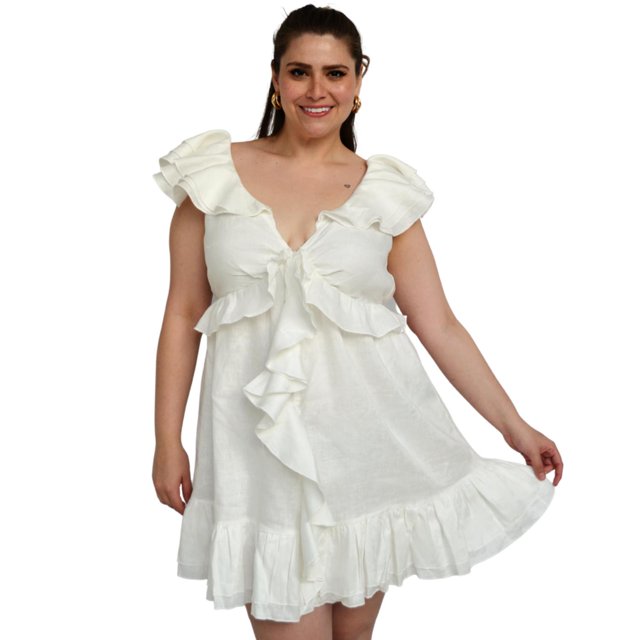 Vestido corto olanes Tallas extras, 779 (Blanco) blanco 38 L'ATISTE V-LAT-779-BLANCO