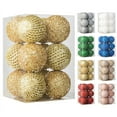 12Pcs 8CM Big Christmas Tree Balls Ornament Glitter White Red Xmas Tree