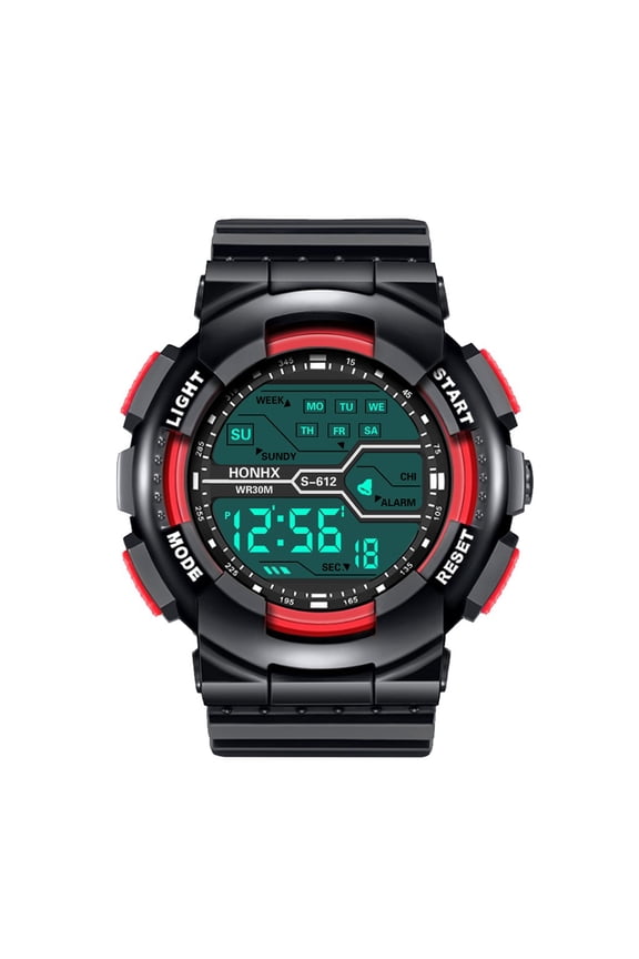 Mens Watches Waterproof Running Outdoor Sports Watch Date Alarm Clock Digital Analog Watches Watermelon Red
