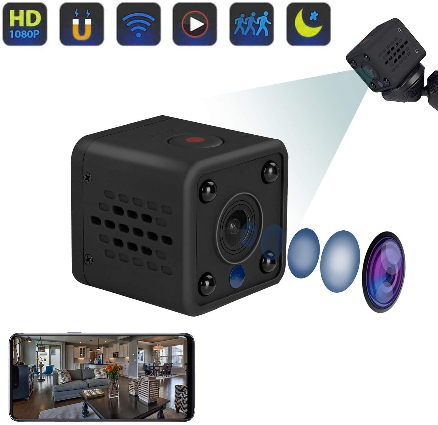 Spy Camera WiFi Mini Hidden Camera 1080P HD Portable Wireless Camcorder Video Re