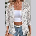 thumbnail image 3 of Xuemjiao Womens Lightweight Jackets Women's Autumn Patterned Lace Hollow Lace Solid Color Five Quarter Sleeved Cardigan Cardigan for Women Light Weight Cardigan Chaquetas De Mujer (White,XL), 3 of 6