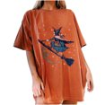 thumbnail image 1 of Tops de mujer Bruja Patrones de características creativas Estampados casuales Mangas cortas sueltas Tops de hombres y mujeres Camisetas de cuello redondo Pompotops hfajkhk139040, 1 of 5