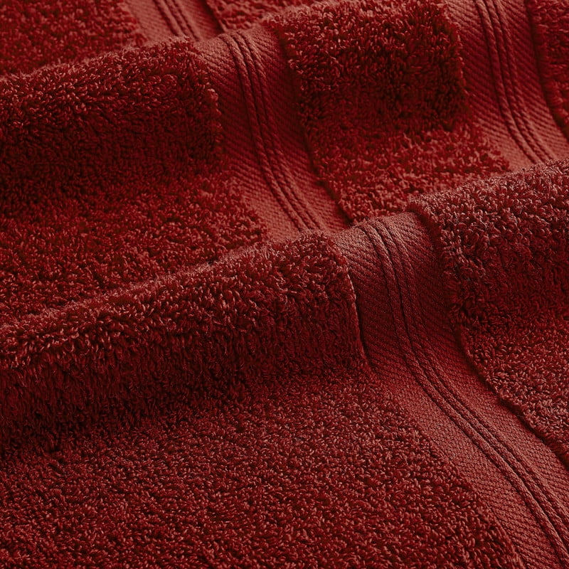 Superior Smart Dry 9-Piece Zero Twist Soft Cotton Towel Set, Quick Dry Fade Resistant, Crimson