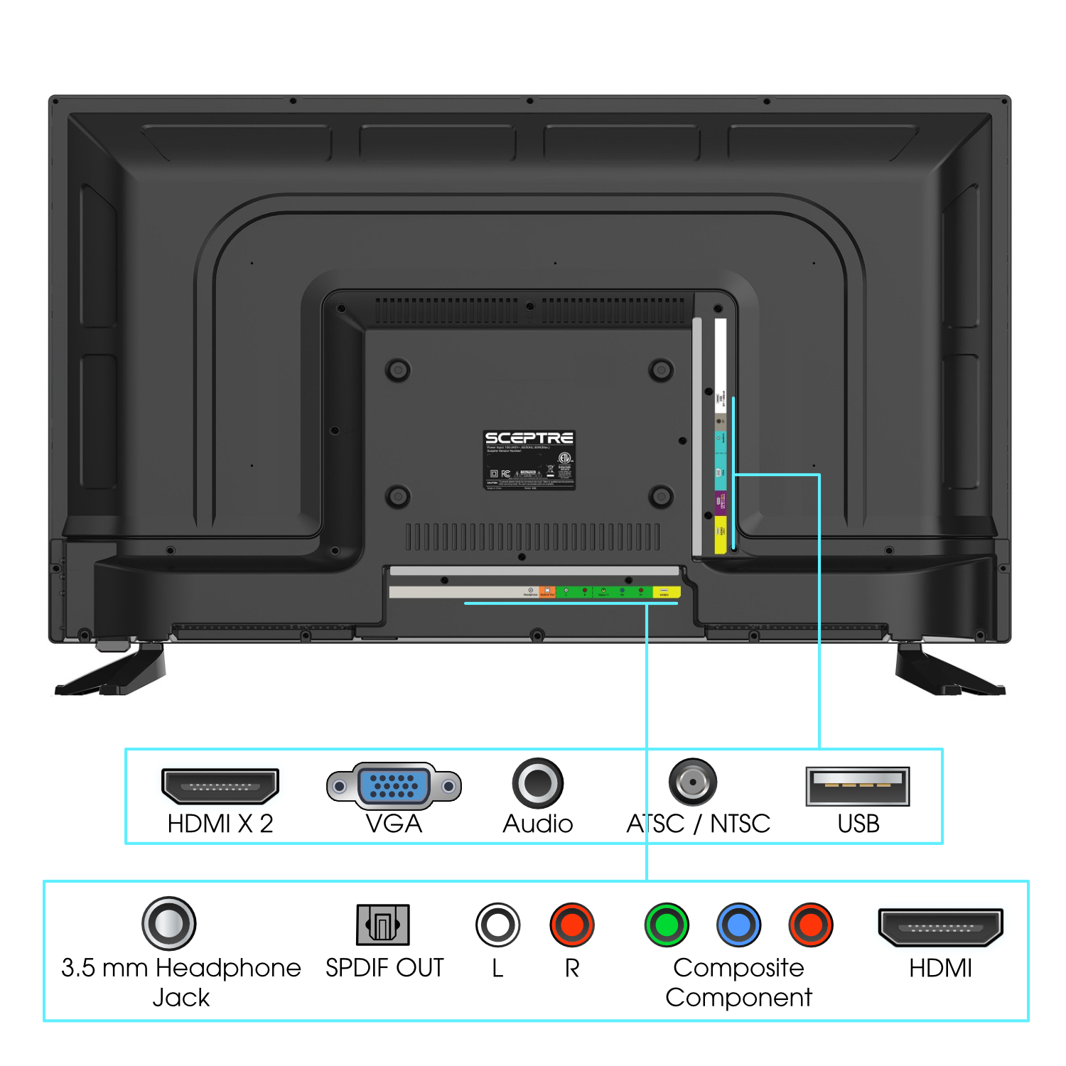 Sceptre 32" Class 720P HD LED TV X322BV-SR - image 3 of 10