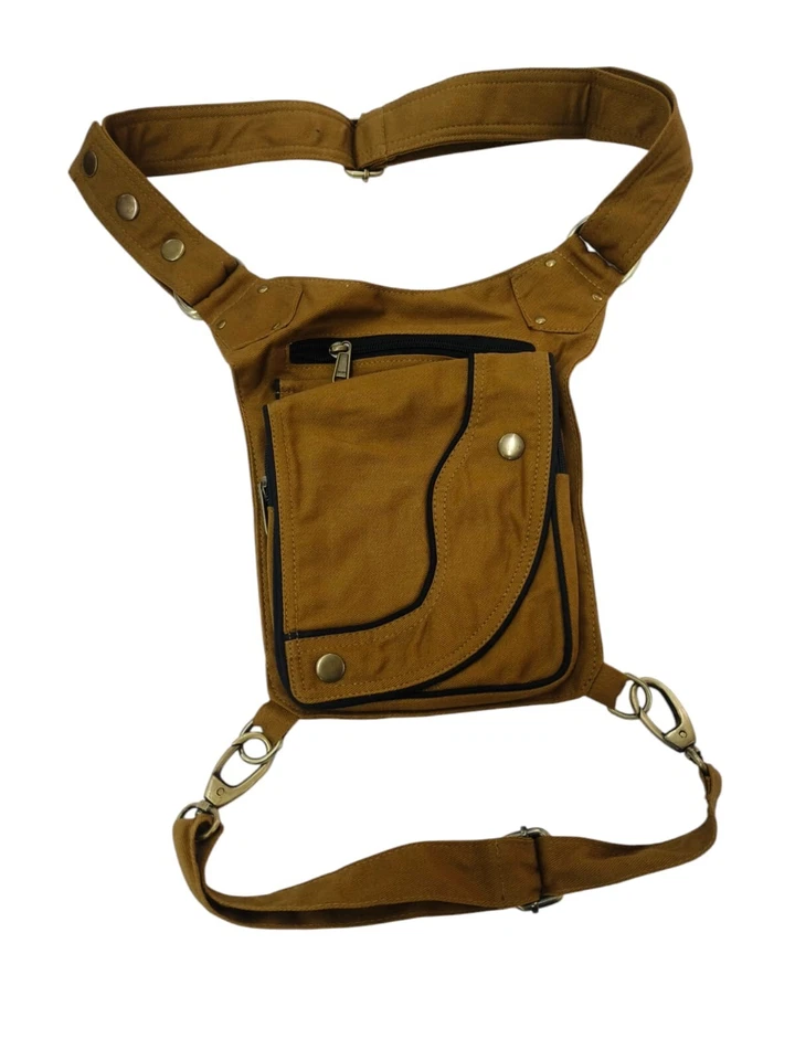 Narayani Crafts Unisex Fanny Pack Utility Waist Bag Cotton Canvas Hip Belt with Pouch Pockets