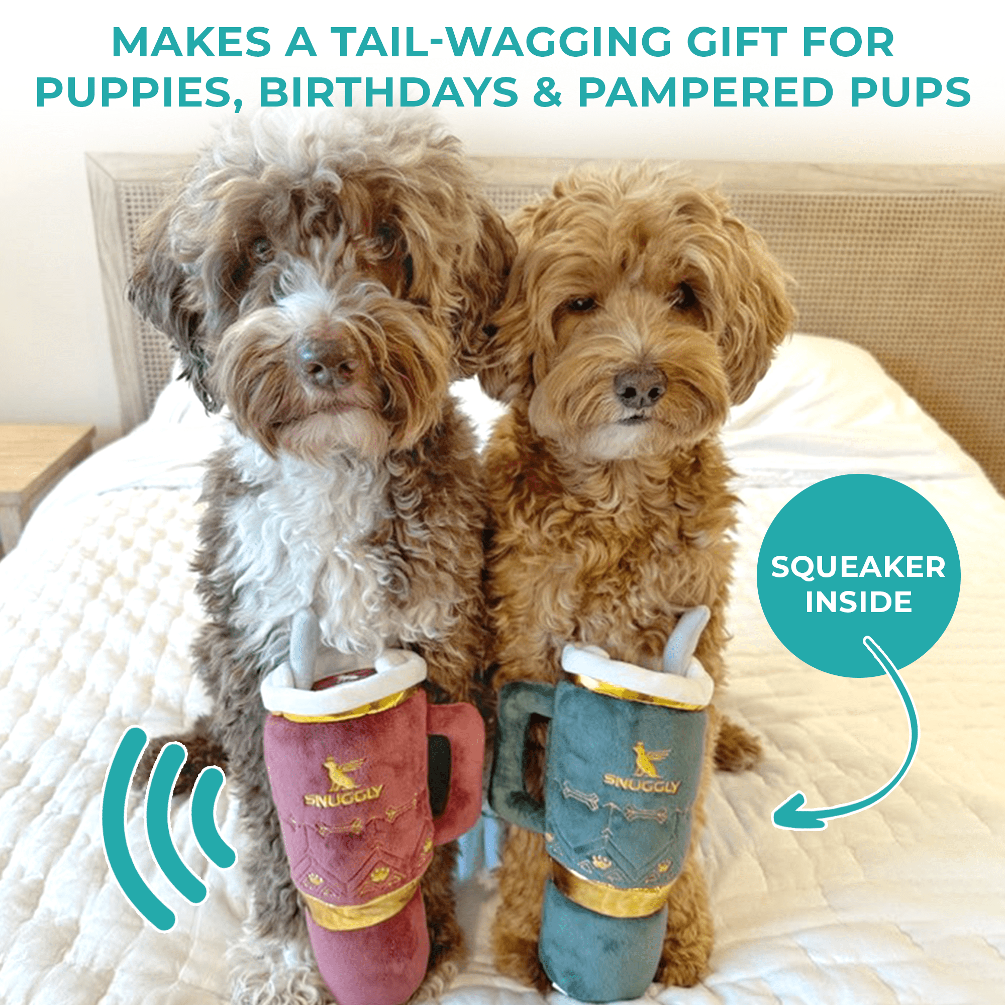 Haute Diggity Dog Snuggly Cup Plush Squeaky Bottle Dog Toy, Green, One Size
