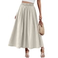 thumbnail image 3 of BUIGTTKLOP Maxi Skirt for Women A-Line Pleated High Waist Full Ankle Length Casual Solid Color Long Skirts, 3 of 6