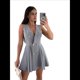 thumbnail image 2 of Vestidos de Mujer de Verano Sin Mangas con Doble Botonadura y Dobladillo Plisado para Oficina, Gris, Talla L, 2 of 9