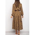 thumbnail image 2 of Women's Boho Leopard Print Ruffle Long Sleeve V Neck Casual Flowy Party Maxi Dress, 2 of 6