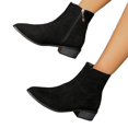 thumbnail image 4 of Willtoo Women’s Faux Suede Round Toe Chunky Heel Ankle Boots with Rear Zip Retro Comfortable Shoes Non-Slip Low Block Heel Dress Short Boots, 4 of 4