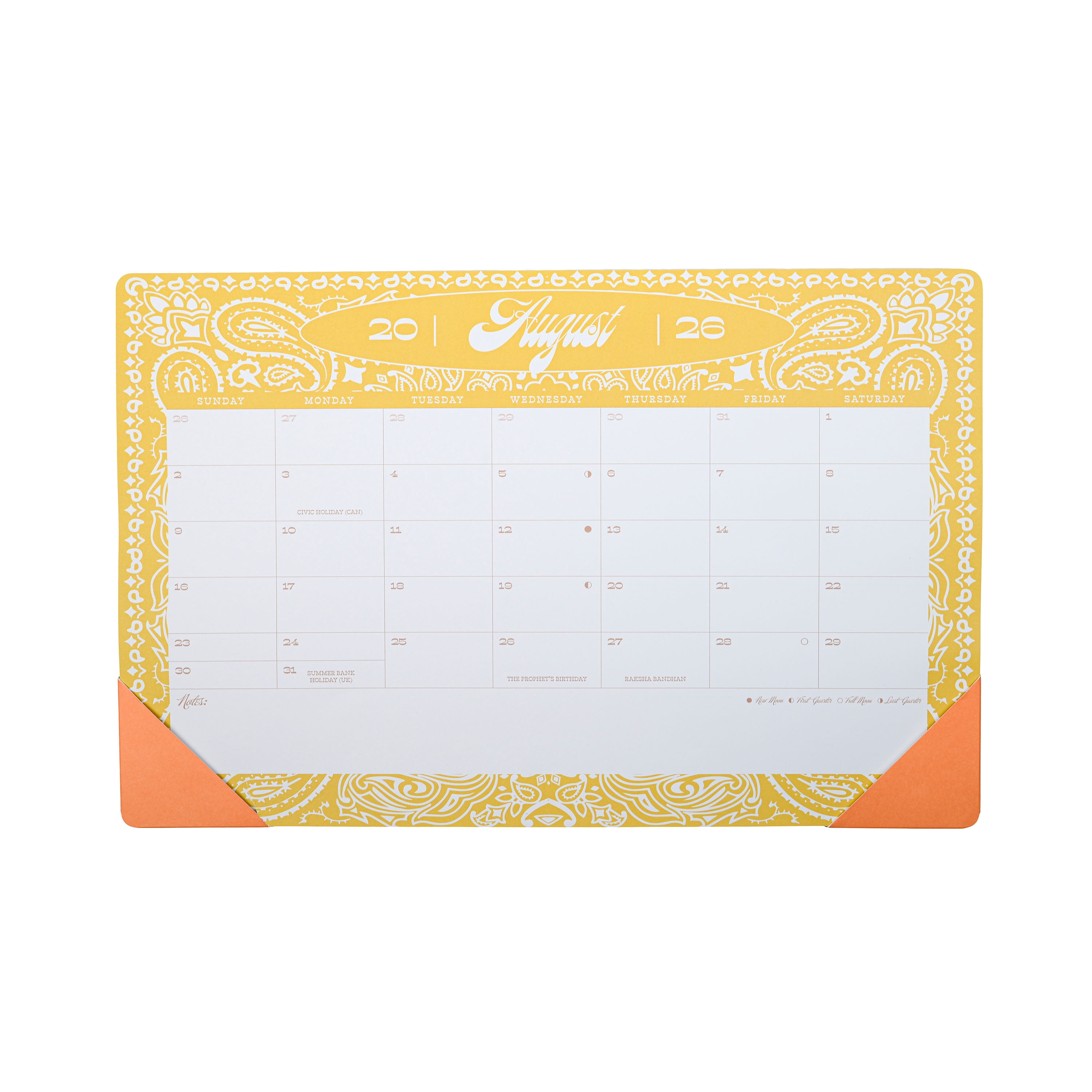 Think Ink 15 Month Desk Blot 17" x 11" Bandanna Calendar July 2026 - Sept 2027