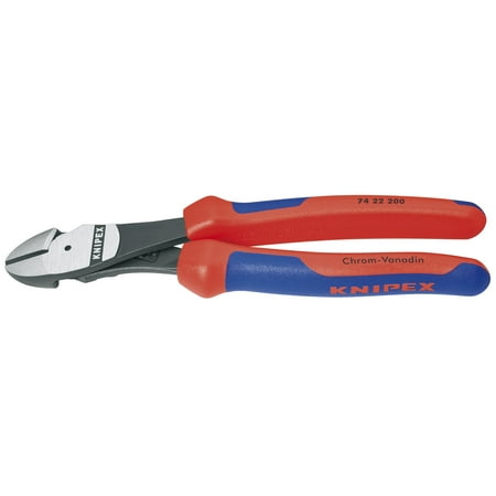 Crescent Diagonal Cutter - KNIPEX Tools 74 22 200, 8-Inch High Leverage Angled Head Diagonal Cutters with Comfort Grip