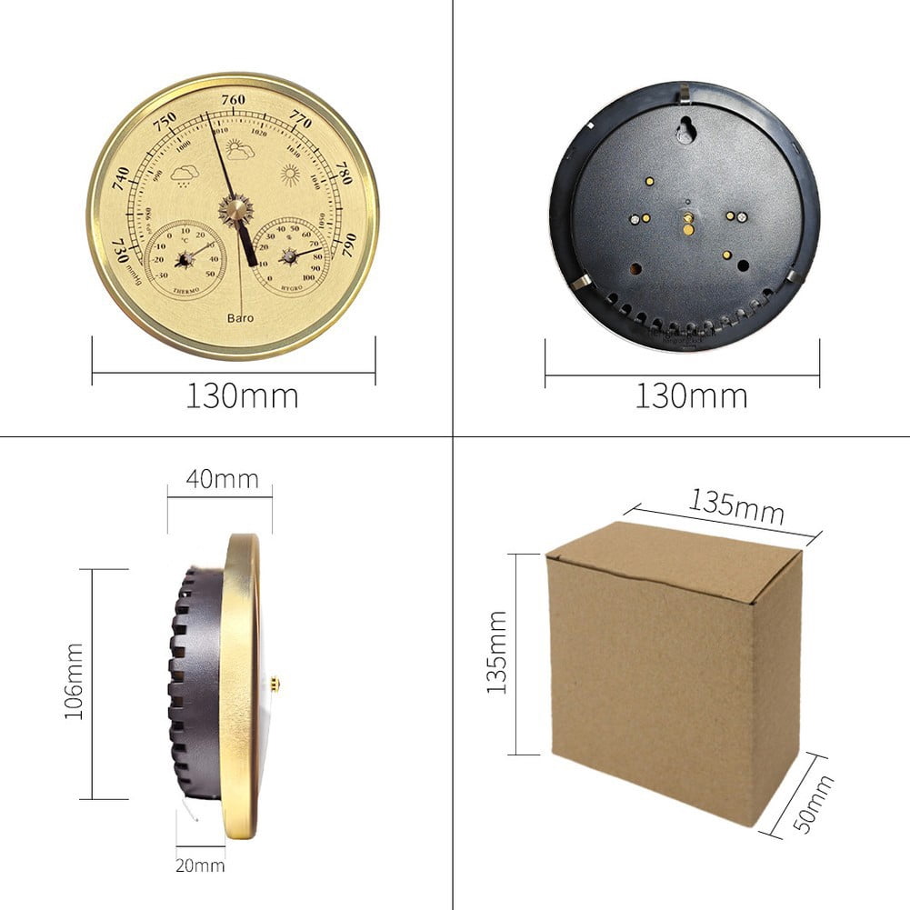 130Mm 3-In-1 Weather Station Thermometer, Hygrometer And Barometer