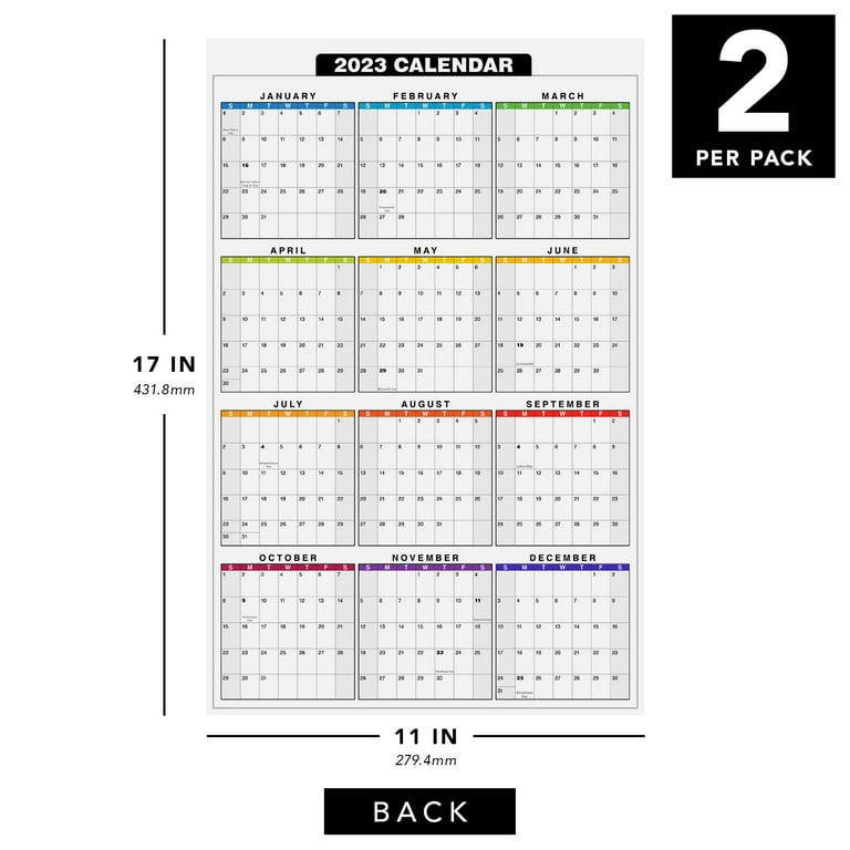 2023-full-desk-calendar-11-x-17-large-size-12-month-planner-2-sided-vertical-horizontal-reversible-printed-on-thick-and-durable-80lb-cardstock-216-gsm-2-per-pack-walmart-com