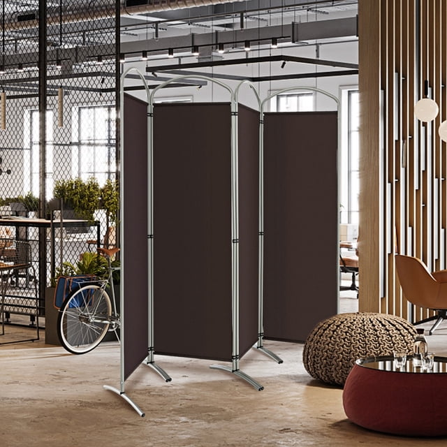 Costway Biombo Plegable de 4 Paneles Separador de Espacios de Pantalla de Tela para Porche Oficina Sala de Estar 221 x 51 x 188 cm