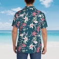 thumbnail image 6 of Balery Lilies Flowers Print Men's Hawaiian Shirts Short Sleeve Beach Shirt Relaxed Fit Vacation Button Down Shirts-3X-Large, 6 of 9