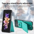 thumbnail image 4 of Phone Case for Samsung Galaxy Z Flip 3 5G 2021 with Card Slot Holder Wallet Cover and Ring Stand  Back Cell Mobile Accessories Protective Case for ZFlip3 Z3 Flip3 3Z Flip3case Green, 4 of 16