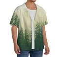 thumbnail image 4 of Balery Fog Forest Men's Casual Button Down Shirt Short Sleeve Textured Summer Cuban Beach Shirts-Large, 4 of 7