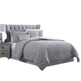 thumbnail image 1 of The Urban Port BM222806 Valletta Stitched Square Pattern Comforter Set, Gray - Queen Size - 5 Piece, 1 of 2